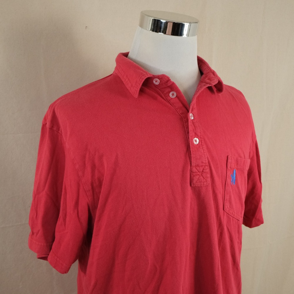 johnnie-O Large Golf Polo Shirt Red Pocket Logo 100% Cotton Casual Mens